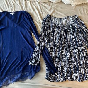 Charming Charlie Blue and Patterned Blouses